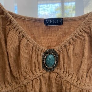 Turquoise Crystal Emblem Tank Top